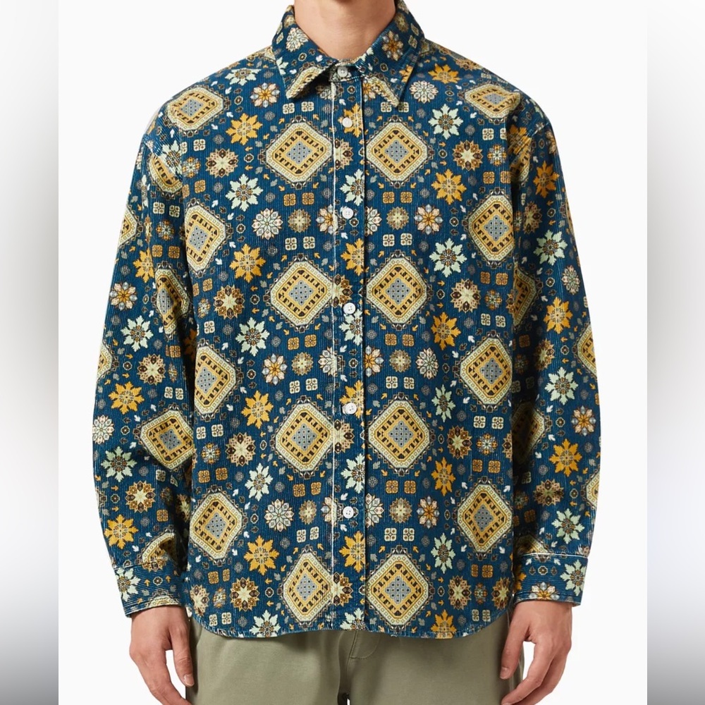 Kith Apollo Button Down Boho Cotton Corduroy Prin… - image 8